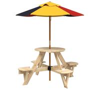 Picnic Table for 4 Kids with Umbrella Round Solid Wood Fir