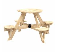 (natural) vidaXL Picnic Table for 4 Kids with Umbrella Play Table Round Solid Wood Fir