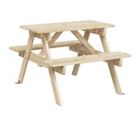 Picnic Table for 4 Kids with Umbrella Water Play Table Solid Wood Fir vidaXL
