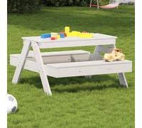 vidaXL Picnic Table for Kids Sand and Water Play Table White Solid Wood Pine