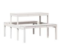 Picnic Table Outdoor Dining Garden White Solid Wood Pine vidaXL