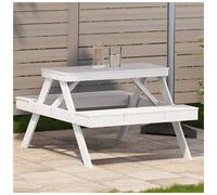 Picnic table white solid pine 105x134x75cm outdoor garden slatted bench seating
