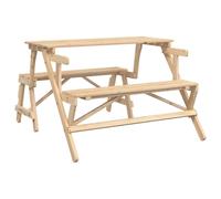 Picnic Table with Benches Play Table Solid Wood Fir 2-in-1 Convertible vidaXL
