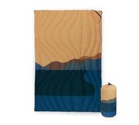 Picnic TIME Aura Outdoor Puffer Blanket, Water-Repellent Puffy Printed Picnic Blanket for Camping and Park, Large Cozy Outdoor Mat with Drawstring Bag, Corner Loops, and Pocket, (Sunrise Mountain)