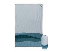 Picnic TIME Aura Outdoor Puffer Blanket, Water-Repellent Puffy Printed Picnic Blanket for Camping and Park, Large Cozy Outdoor Mat with Drawstring Bag, Corner Loops, and Pocket, (Morning Ocean)