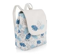 Picnic TIME Disney Lilo & Stitch Leaf Downtown Mini Cooler Backpack- Insulated Lunch Bag - Stylish Beach Bag Soft Cooler, (White with Blue Leaf Design)
