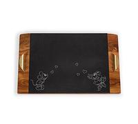 PICNIC TIME Disney Mickey Mouse & Minnie Mouse Covina Acacia and Slate Serving Tray, Charcuterie Board Set, Cheese Board, (Acacia Wood & Slate Black with Gold Accents)