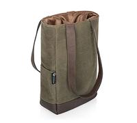 PICNIC TIME Legacy - a Brand, 2-Bottle Insulated Wine Bag, Distressed Waxed Canvas Wine Tote Bag, Wine Gift Bag