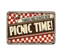 Picnic Time Sign Vintage Retro Rustic Patio Home Decor Gift Metal Print Present Retro Tin Sign 8x12 Inch