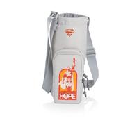 Picnic TIME Superman Eclipse 40 oz Tumbler Tote and Crossbody Drink Carrier, Water Bottle Holder with Adjustable Shoulder Strap and Zipper Phone Pocket, (Gray)