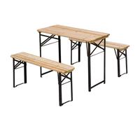 Picnic Wooden Table and Bench Set Portable Folding Camping Trestle