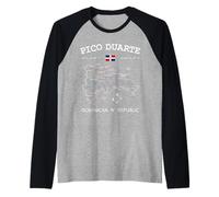 PICO Duarte Dominican Republic Flag Map GPS Coordinates Raglan Baseball Tee