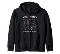 PICO DUARTE Dominican Republic Flag Map GPS Coordinates Zip Hoodie