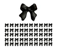 picocosmxiruo Bows - 50 Pk Micro Red or Black or White Polyresin Bows for Miniature Model Crafts, Tiny Bow Tie, Scrapbooking, Nail Art and Jewelry Making (Black)