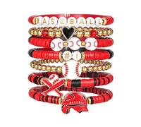 picofun Baseball Clay Beaded Stretch Bracelets Stackable Sport Fan Outfits Friendship Bracelet for Game Day Team Coach Women Men
