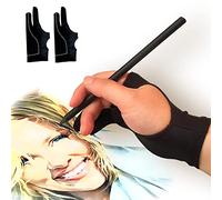 picoggo Artist Glove, 3-Layer Palm Rejection Digital Art Glove for Graphic Tablet, Drawing Glove with Two Fingers for iPad, Paper Sketching, Smudge Guard (2 PCS,X-Small)