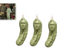 Picolas Cage Christmas Ornament,Funny Christmas Green Pickle Hanging Ornament,Christmas Pickle Tree Ornament,for Christmas Decor Party Favor (5 pcs)