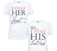 PicOnTshirt Matching Groom Bride Shirts for Wedding Honeymoon Newlywed White XL/S