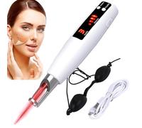 Picosecond Laser Pen, Skin Tags Remover Pen, Blue & Red Light, LCD Display, with 9 Modes, 4 Levels for Pigment, Scar, Mole, Dark Spot, Freckle Removal, with Glasses,Red
