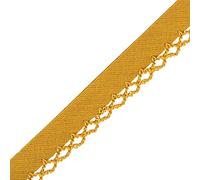 Picot Bias Binding - 12mm Wide Single Fold Bias Tape, Piping and Binding for Cushions Seam Binding Quilting Tape Includes Seams Hand Cream for Sewing Comfort by Discount Fabrics LTD (Mustard Gold,25m)