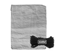 Picraft Grey Tarpaulin Sheet 50Gsm (2M X 2M), 10M Bungee Rope 6mm Set, Lightweight Poly Sheet, Aluminium Eyelets, Shock Cord Kit