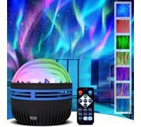 Picrik Northern Lights & Ocean Waves Projector, 2-in-1 LED Light Show, Music-Responsive, Remote Control, Decorative Light Projector for Bedroom, Living Room, Parties