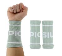 PICSIL Cotton Wrist Sweatbands, Absorbent and Stretchable Wrist Bands for Working Out, Wrist Sweat Bands for Fitness and Tennis, Anti Chafing Wristbands for Men and Women, 1 Pair (Dark Green)