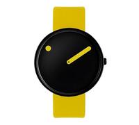 PICTO® 40 mm/Black Dial/Canary Yellow Leather Strap Watch, Yellow, 40 mm, Danish Design