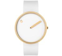 Picto Unisex Quartz Watch, 40mm Gold IP case with White dial and White Silicone Strap