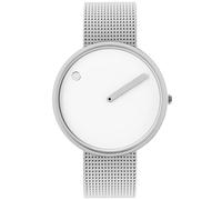 Picto Unisex Quartz Watch, 40mm Stainless Steel case with Steel mesh Bracelet and White dial