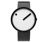 Picto 43379-4120MB Black Watch Medium with White Dial Black Leather Strap