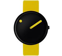 PICTO® 40 mm/Black Dial/Canary Yellow Leather Strap Watch, Yellow, 40 mm, Danish Design