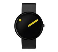 PICTO Men's Unisex 40 mm Black Dial Black Leather Strap Watch, Danish Design