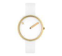 Picto Unisex Quartz Watch, 30mm Gold IP case with White dial and White Silicone Strap