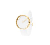Picto Unisex Quartz Watch, 40mm Gold IP case with White dial and White Silicone Strap
