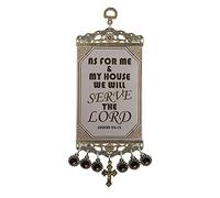 Pictor Gift Joshua 24:15 Metal and Fabric Polyester Decorative Wall Hanging Tapestry Art, Christ, Jesus Bible Story, Crucifixion, Church, Blessed, Brown beaded with Cross