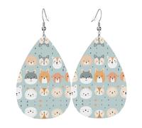 pictorial avatar Pattern leather earrings | Water drop-shaped printed earrings, suitable for daily/party/dating scenes