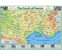 Pictorial Map of Southern France - Size A2-59.4 x 42cm - Paper Laminated | Detailed Laminated Wall Map, Ideal For Home, Office Or Classroom Display.