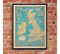 "Pictorial Map of the British Isles" on Framed Prints, Print-only, Framed Canvas, Acrylic, Canvas