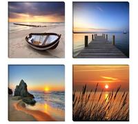 Picture 6608 - art on canvas nature 4 x 12 x 12", four-part parts XXL Pictures completely framed on large frame. Art print Images realised as wall picture on real wooden framework. A canvas picture is much less expensive than an oil painting poster or placard