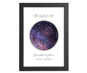 Picture A Gift Personalised The Night We Met Star Chart astronomical poster print, framed/unframed