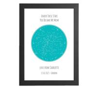 Picture A Gift The Day You Became My Mummy Gifts, Size of Your Choice, Sentimental Birthday Gifts for Mum From Daughter Personalised, Customised Star Wall Art Teal, Constellation Print