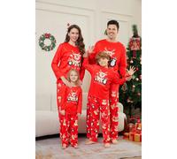 (Picture color, Mom L) Parent-child outfit, whole family outfit, couple outfit, French Christmas deer head penguin red home clothes pajamas
