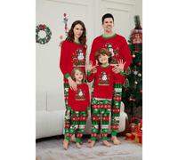 (Picture color, Mom XL) Christmas Family Party Parent-Child Suit Christmas Snowman Letter Long Sleeve Family Suit
