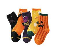 Picture Day Outfits for School Baby Socks Floor Socks Halloween Cartoon Thin Breathable Fall Cartoon Fashion 5 Pieces For 1 To 10 Years (Orange, 5-6 Years)