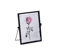 Picture Frame 4/6/7 Inch Glass Pressed Flowers Frame Collection Tabletop Gold Metal Floating Standing Glass Picture Artwork Photo Display Fram(Black,4 inch)