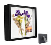 Picture Frame for Filling, Deep Picture Frame for Filling, 20 x 20 cm, with Transparent Acrylic Plate, 3D Object Frame, Deep 3 cm, Deep Frame Wood, for Objects, Flowers, Wedding Gift, Black