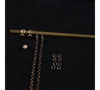 Picture Frame Hanging System Brass Gallery Picture Rail Art Hanging Kit, Metal Wall Picture Frame Hanging Brass Rod with Chain Hooks, Home Decor Museum Artwork Suspension Pole Track,C,Solid