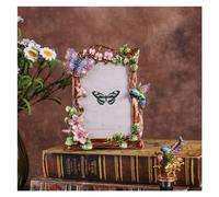 Picture Frame Metal Photo Frame Bird Floral Creative Enamel Photo Frame Display Art Home Decor Wedding Birthday Gifts (Color : Inside 9.5x14cm-01)