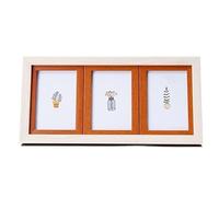 Picture Frame, Mom Rectangular Photo Frame 3grids One-Piece Combination Picture 5 Inch Polymer Display Living Room Bedroom Desk(White+Yellow)